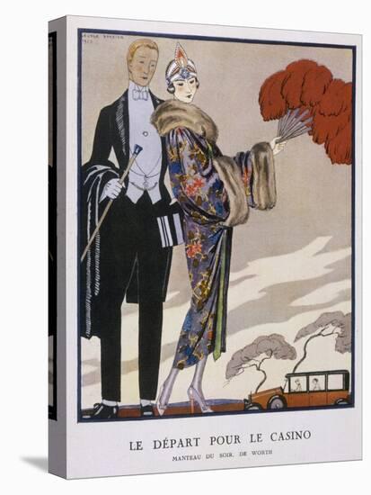 She Wears an Evening Coat by Worth: Oriental Cherry Blossom with Wide Full Sleeves-Georges Barbier-Stretched Canvas