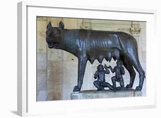 She Wolf Sculpture Dating from the 5th Century Bc-James Emmerson-Framed Photographic Print