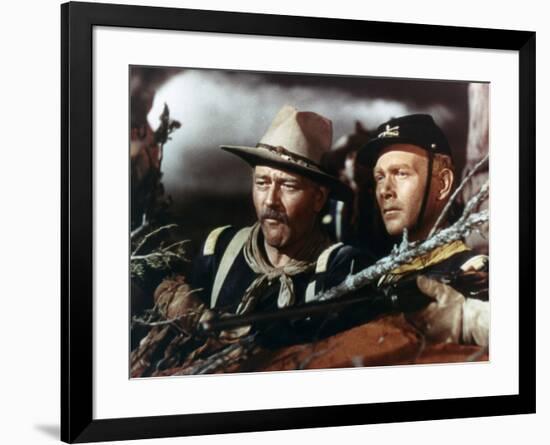 SHE WORE A YELLOW RIBBON, 1949 directed by JOHN FORD John Wayne and Harry Carey Jr (photo)-null-Framed Photo