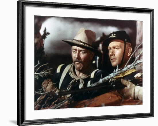 SHE WORE A YELLOW RIBBON, 1949 directed by JOHN FORD John Wayne and Harry Carey Jr (photo)-null-Framed Photo