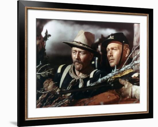 SHE WORE A YELLOW RIBBON, 1949 directed by JOHN FORD John Wayne and Harry Carey Jr (photo)-null-Framed Photo