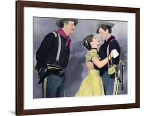 SHE WORE A YELLOW RIBBON, 1949 directed by JOHN FORD John Wayne, Joanne Dru and John Agar (photo)-null-Framed Photo