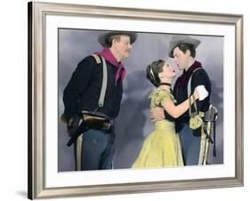 SHE WORE A YELLOW RIBBON, 1949 directed by JOHN FORD John Wayne, Joanne Dru and John Agar (photo)-null-Framed Photo