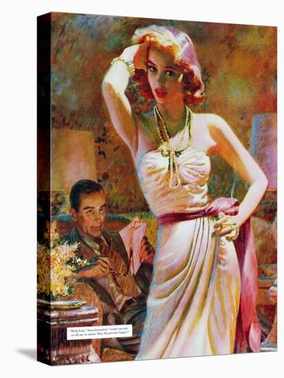 She Wouldn't Believe Him - Saturday Evening Post "Leading Ladies", October 1, 1955 pg.29-Edwin Georgi-Stretched Canvas