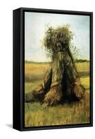 Sheaves Bundled High In a Field-Vincent van Gogh-Framed Stretched Canvas