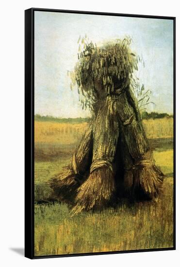 Sheaves Bundled High In a Field-Vincent van Gogh-Framed Stretched Canvas