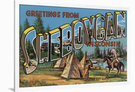 Sheboygan, Wisconsin - Large Letter Scenes-Lantern Press-Framed Art Print