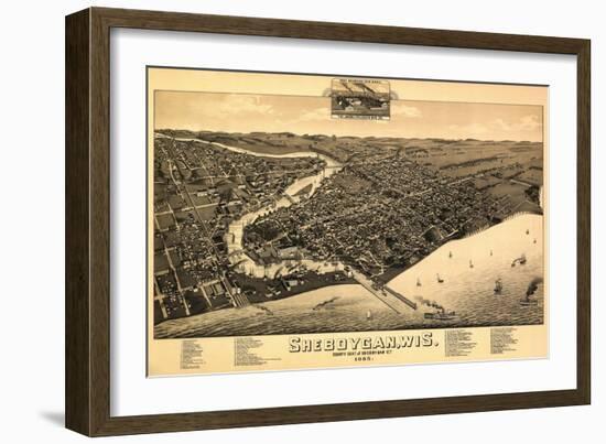 Sheboygan, Wisconsin - Panoramic Map-Lantern Press-Framed Art Print