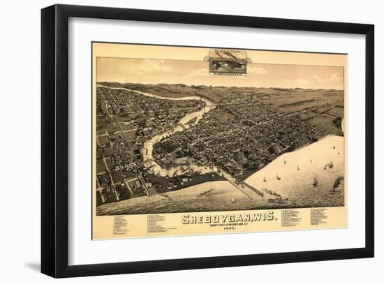 Sheboygan, Wisconsin - Panoramic Map-Lantern Press-Framed Art Print