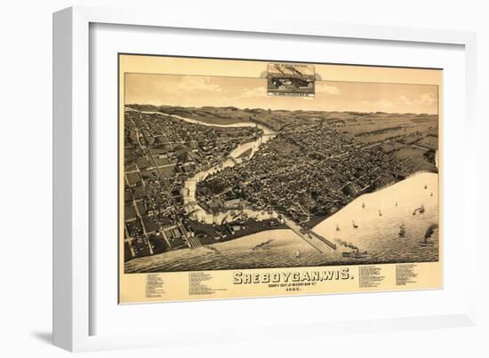 Sheboygan, Wisconsin - Panoramic Map-Lantern Press-Framed Art Print