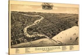 Sheboygan, Wisconsin - Panoramic Map-Lantern Press-Stretched Canvas