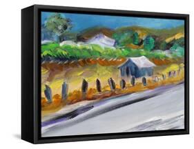 Shed by the Highway, 2017, (oil on canvas)-Richard Fox-Framed Stretched Canvas