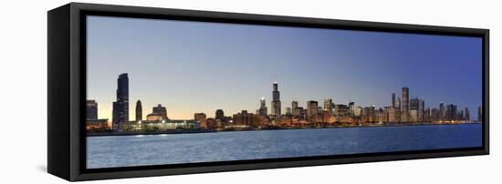 Shedd Acquarium and Chicago Skyline at Dusk, Chicago, Illinois, USA-Michele Falzone-Framed Stretched Canvas