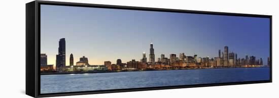 Shedd Acquarium and Chicago Skyline at Dusk, Chicago, Illinois, USA-Michele Falzone-Framed Stretched Canvas