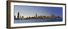 Shedd Acquarium and Chicago Skyline at Dusk, Chicago, Illinois, USA-Michele Falzone-Framed Photographic Print