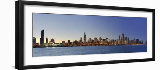 Shedd Acquarium and Chicago Skyline at Dusk, Chicago, Illinois, USA-Michele Falzone-Framed Photographic Print