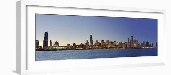 Shedd Acquarium and Chicago Skyline at Dusk, Chicago, Illinois, USA-Michele Falzone-Framed Photographic Print