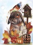 Autumn Greetings Bunny - with Background-Sheena Pike Art And Illustration-Giclee Print