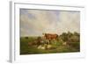 Sheep and Cattle in a Field-Henri Auguste Calixte Cesar Serrur-Framed Giclee Print