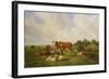 Sheep and Cattle in a Field-Henri Auguste Calixte Cesar Serrur-Framed Giclee Print