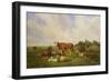 Sheep and Cattle in a Field-Henri Auguste Calixte Cesar Serrur-Framed Giclee Print