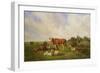 Sheep and Cattle in a Field-Henri Auguste Calixte Cesar Serrur-Framed Giclee Print