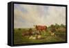 Sheep and Cattle in a Field-Henri Auguste Calixte Cesar Serrur-Framed Stretched Canvas