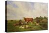 Sheep and Cattle in a Field-Henri Auguste Calixte Cesar Serrur-Stretched Canvas