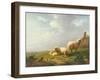 Sheep and Chickens in a Landscape, 19th Century-Eugene Joseph Verboeckhoven-Framed Giclee Print