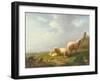 Sheep and Chickens in a Landscape, 19th Century-Eugene Joseph Verboeckhoven-Framed Giclee Print