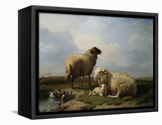 Sheep and Ducks in a Landscape-Leon Bakst-Framed Stretched Canvas
