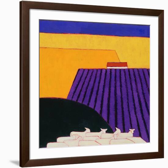 Sheep and Lavender Fields, 2004-Eithne Donne-Framed Giclee Print