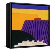 Sheep and Lavender Fields, 2004-Eithne Donne-Framed Stretched Canvas