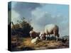 Sheep and Poultry in a Landscape, 19th Century-Eugène Verboeckhoven-Stretched Canvas