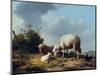 Sheep and Poultry in a Landscape, 19th Century-Eugène Verboeckhoven-Mounted Giclee Print