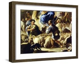 Sheep and Shepherds, Detail from Rebecca's Departure for Canaan-Luca Giordano-Framed Giclee Print