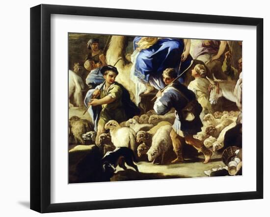 Sheep and Shepherds, Detail from Rebecca's Departure for Canaan-Luca Giordano-Framed Giclee Print