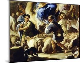 Sheep and Shepherds, Detail from Rebecca's Departure for Canaan-Luca Giordano-Mounted Giclee Print
