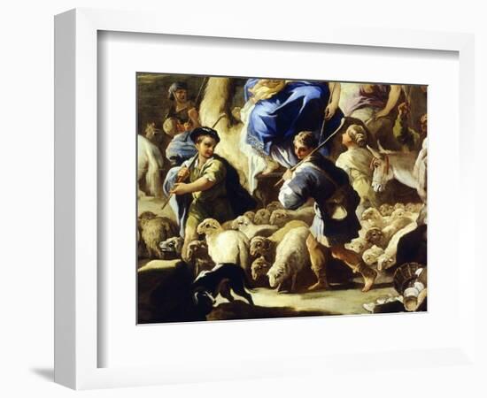 Sheep and Shepherds, Detail from Rebecca's Departure for Canaan-Luca Giordano-Framed Giclee Print