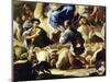 Sheep and Shepherds, Detail from Rebecca's Departure for Canaan-Luca Giordano-Mounted Giclee Print