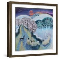 Sheep at Sunset, 2020,(acrylics on canvas)-Lisa Graa Jensen-Framed Giclee Print