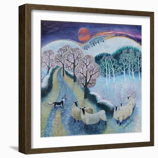 Sheep at Sunset, 2020,(acrylics on canvas)-Lisa Graa Jensen-Framed Giclee Print