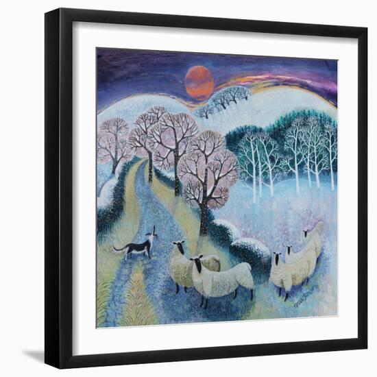 Sheep at Sunset, 2020,(acrylics on canvas)-Lisa Graa Jensen-Framed Giclee Print