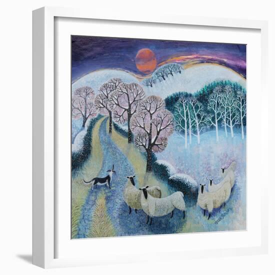 Sheep at Sunset, 2020,(acrylics on canvas)-Lisa Graa Jensen-Framed Giclee Print