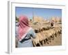 Sheep Being Milked in Front of Beehive Houses Built of Brick and Mud, Srouj Village, Syria-Christian Kober-Framed Photographic Print