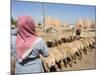 Sheep Being Milked in Front of Beehive Houses Built of Brick and Mud, Srouj Village, Syria-Christian Kober-Mounted Photographic Print