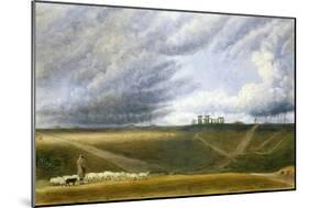 Sheep Grazing at Stonehenge-J. M. W. Turner-Mounted Giclee Print