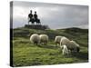 Sheep Grazing before the Henry Moore Sculpture-null-Stretched Canvas