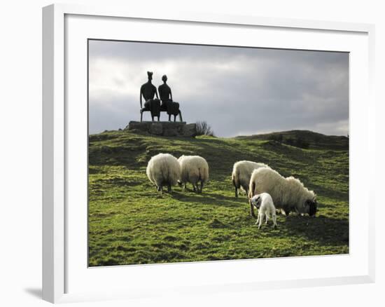 Sheep Grazing before the Henry Moore Sculpture-null-Framed Photographic Print