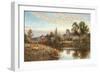 Sheep Grazing before Wrotham Church, Twilight-Alfred Augustus Glendening-Framed Giclee Print